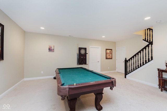 6337 Ederline Ln, Noblesville, IN 46062 - rec room with light carpet, recessed lighting, baseboards, and billiards table