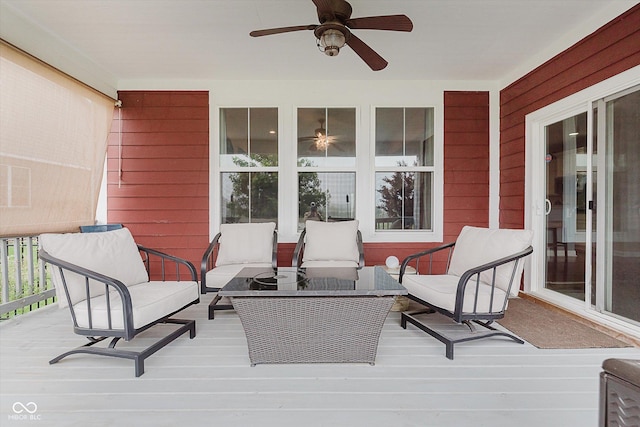 6337 Ederline Ln, Noblesville, IN 46062 - wooden deck featuring ceiling fan and an outdoor hangout area