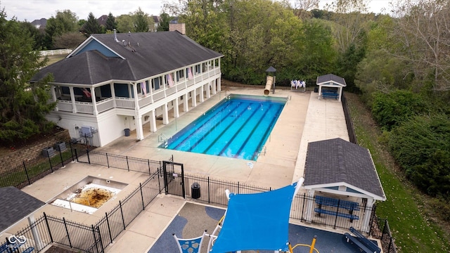 6337 Ederline Ln, Noblesville, IN 46062 - view of swimming pool with a patio, a gate, and a gazebo