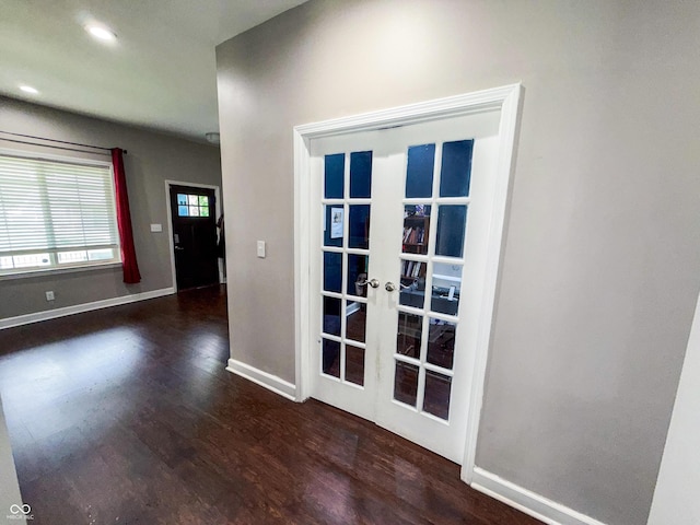 201 N Tacoma Ave, Indianapolis, IN 46201 - foyer entrance featuring french doors, wood finished floors, baseboards, and recessed lighting