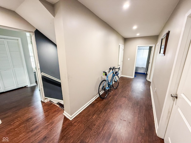 201 N Tacoma Ave, Indianapolis, IN 46201 - corridor with wood finished floors, baseboards, and recessed lighting