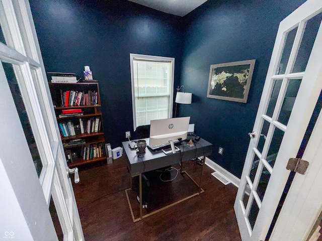 201 N Tacoma Ave, Indianapolis, IN 46201 - home office with french doors and wood finished floors