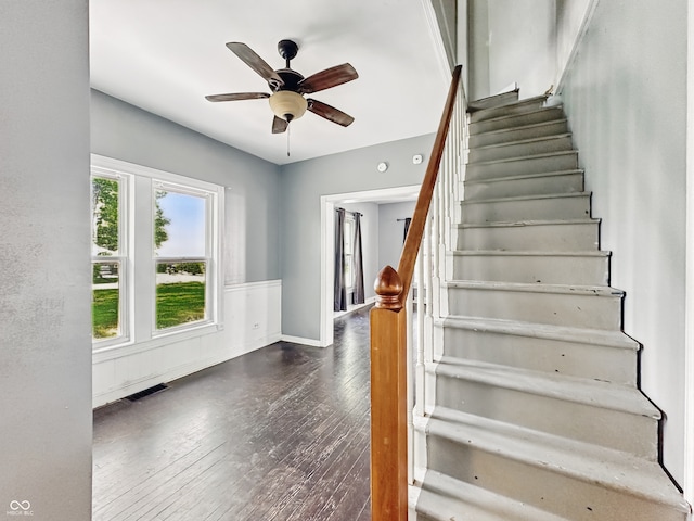 145 S 7th Ave, Beech Grove, IN 46107 - stairs with hardwood / wood-style floors and ceiling fan
