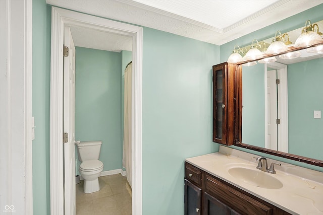 6838 Five Points Rd, Indianapolis, IN 46259 - full bathroom with toilet, vanity, and tile patterned flooring