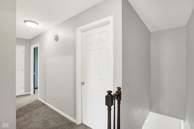 6838 Five Points Rd, Indianapolis, IN 46259 - hall with a textured ceiling, carpet flooring, and baseboards