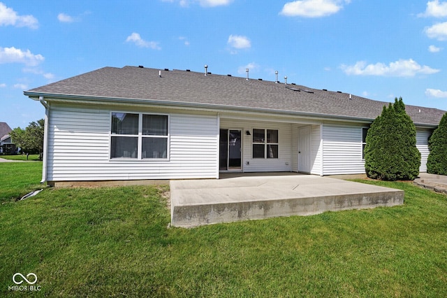 6105 Franklin Villas Way, Indianapolis, IN 46237 - rear view of house with a patio, a yard, and a shingled roof