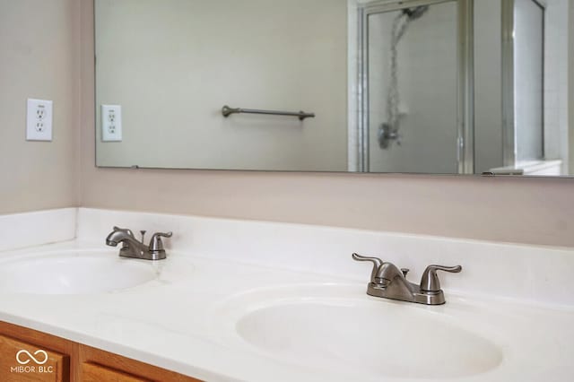 6105 Franklin Villas Way, Indianapolis, IN 46237 - bathroom with double vanity and a stall shower