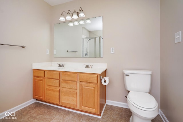 6105 Franklin Villas Way, Indianapolis, IN 46237 - bathroom with double vanity, an enclosed shower, baseboards, and toilet