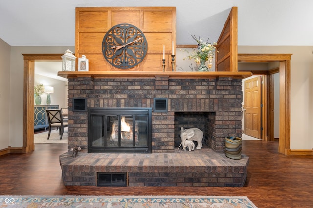 2411 N County Road 500 W, Muncie, IN 47304 - detailed view of a brick fireplace, wood finished floors, and baseboards