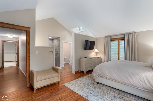2411 N County Road 500 W, Muncie, IN 47304 - bedroom with a skylight, lofted ceiling, wood finished floors, and baseboards