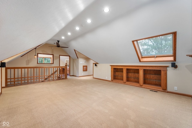 2411 N County Road 500 W, Muncie, IN 47304 - bonus room with carpet flooring, lofted ceiling, recessed lighting, baseboards, and a ceiling fan