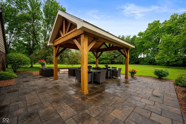 2411 N County Road 500 W, Muncie, IN 47304 - view of patio featuring a gazebo, an outdoor hangout area, outdoor dining area, and view of scattered trees