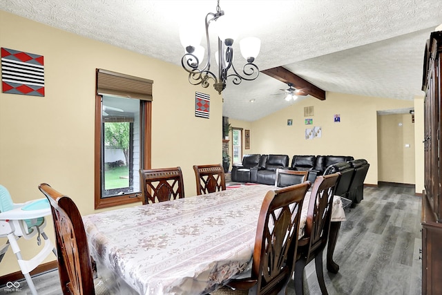 926 Brookside Ln, Plainfield, IN 46168 - dining space featuring wood finished floors, a textured ceiling, a chandelier, a ceiling fan, and baseboards
