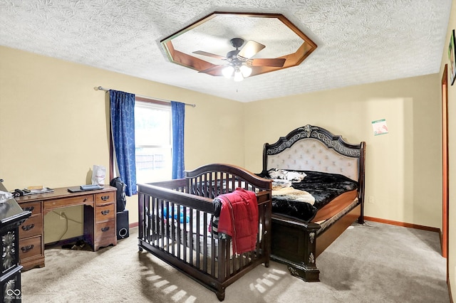 926 Brookside Ln, Plainfield, IN 46168 - carpeted bedroom featuring a textured ceiling, ceiling fan, baseboards, and a desk