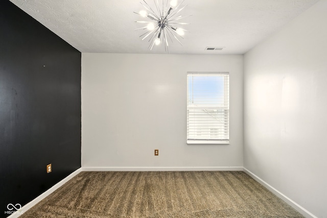1454 Silver Pine Ln, Sheridan, IN 46069 - unfurnished room with a chandelier, baseboards, and carpet floors