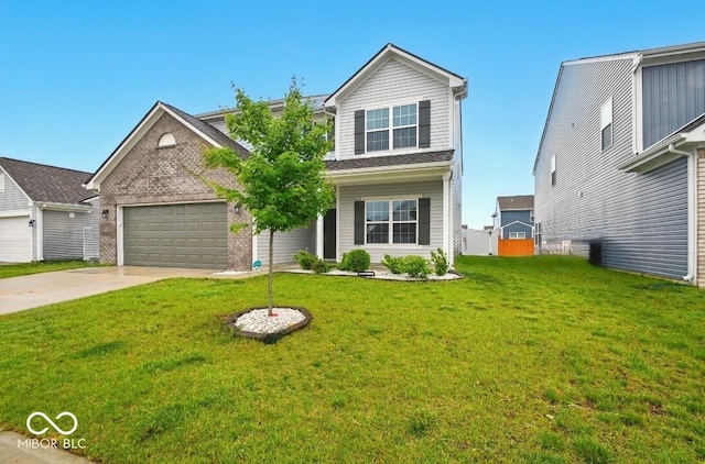 1454 Silver Pine Ln, Sheridan, IN 46069 - view of front facade with concrete driveway, an attached garage, and brick siding