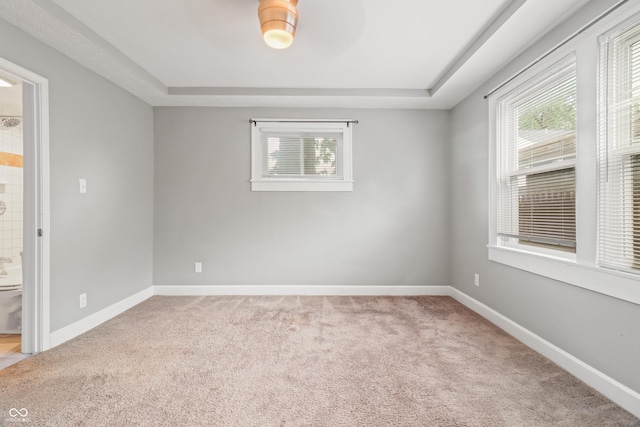 1720 Woodlawn Ave, Indianapolis, IN 46203 - spare room featuring light carpet, a raised ceiling, and baseboards