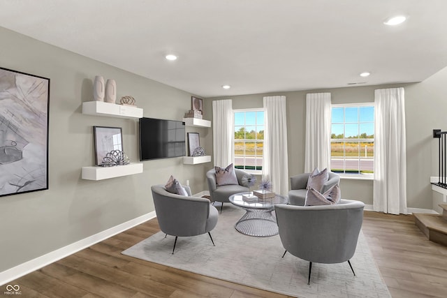 6702 Halsey St, Zionsville, IN 46077 - living area with wood finished floors, baseboards, and recessed lighting