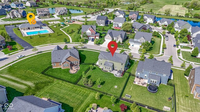 13485 Mancroft Dr, Fishers, IN 46037 - aerial view of property and surrounding area featuring a nearby body of water and nearby suburban area
