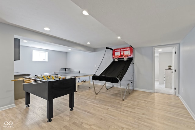 13485 Mancroft Dr, Fishers, IN 46037 - game room with light wood finished floors, baseboards, and recessed lighting