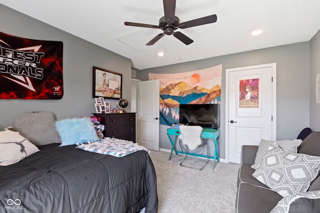 13485 Mancroft Dr, Fishers, IN 46037 - carpeted bedroom with ceiling fan and recessed lighting