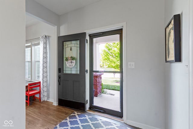 13485 Mancroft Dr, Fishers, IN 46037 - foyer entrance with wood finished floors and baseboards