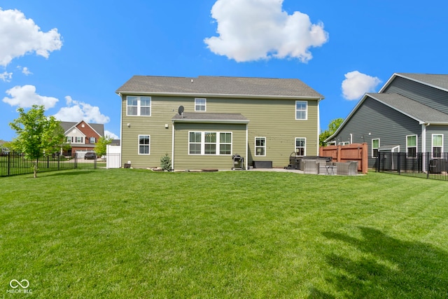 13485 Mancroft Dr, Fishers, IN 46037 - rear view of property featuring a hot tub and a patio