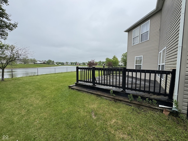 5502 Floating Leaf Dr, Indianapolis, IN 46237 - view of yard with a deck with water view