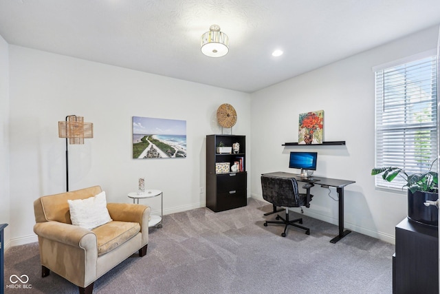 14458 Carlow Run, Carmel, IN 46074 - office area with carpet, baseboards, and recessed lighting