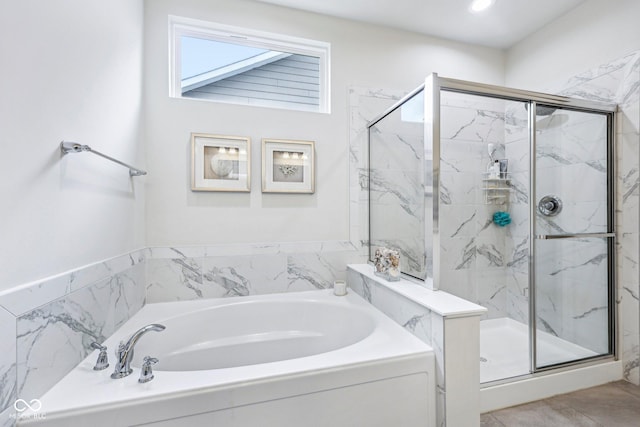14458 Carlow Run, Carmel, IN 46074 - full bath featuring a bath and a marble finish shower