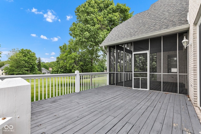 6610 Royal Oakland Dr, Indianapolis, IN 46236 - wooden deck featuring a sunroom and a lawn