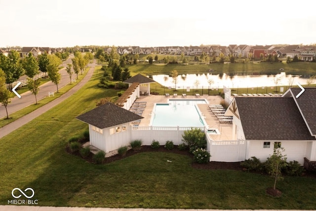 15593 Marsden Dr, Westfield, IN 46074 - aerial perspective of suburban area featuring a large body of water and a pool area