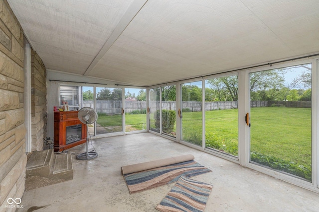2445 S Bolton Ave, Indianapolis, IN 46203 - unfurnished sunroom with vaulted ceiling