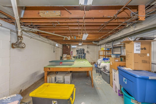 2445 S Bolton Ave, Indianapolis, IN 46203 - unfinished basement featuring concrete block wall