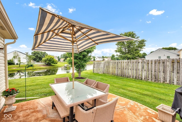 2163 Bradford Trace Blvd, Indianapolis, IN 46229 - view of patio featuring a water view and outdoor dining space