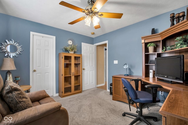 2163 Bradford Trace Blvd, Indianapolis, IN 46229 - office featuring a ceiling fan and carpet floors