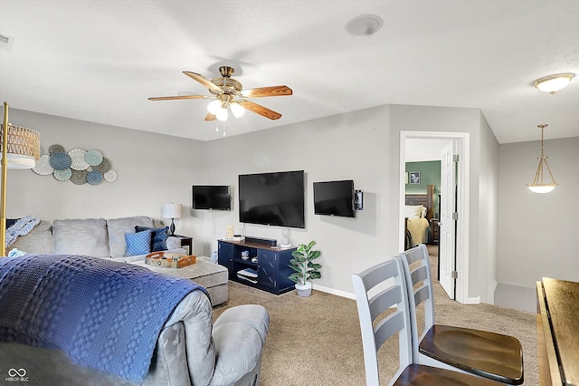 7312 Drum Castle Ct, Indianapolis, IN 46259 - living room with carpet floors, a ceiling fan, and baseboards