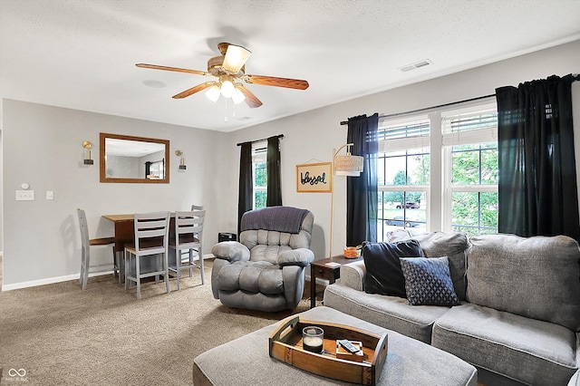 7312 Drum Castle Ct, Indianapolis, IN 46259 - living room with a ceiling fan, carpet flooring, and baseboards