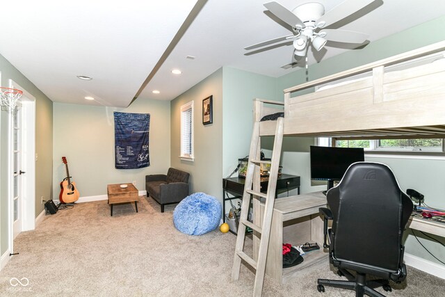 13909 Waterway Blvd, Fishers, IN 46040 - carpeted office space with recessed lighting, baseboards, and a ceiling fan