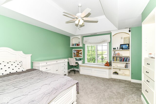 13909 Waterway Blvd, Fishers, IN 46040 - bedroom featuring light carpet, a desk, and ceiling fan