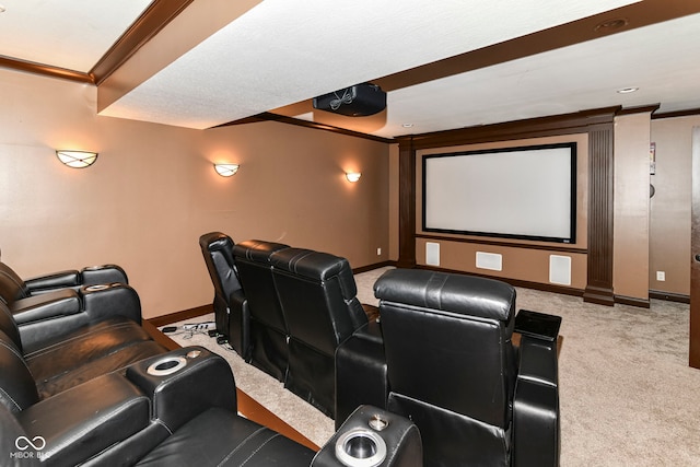 13909 Waterway Blvd, Fishers, IN 46040 - carpeted home theater room with baseboards and ornamental molding