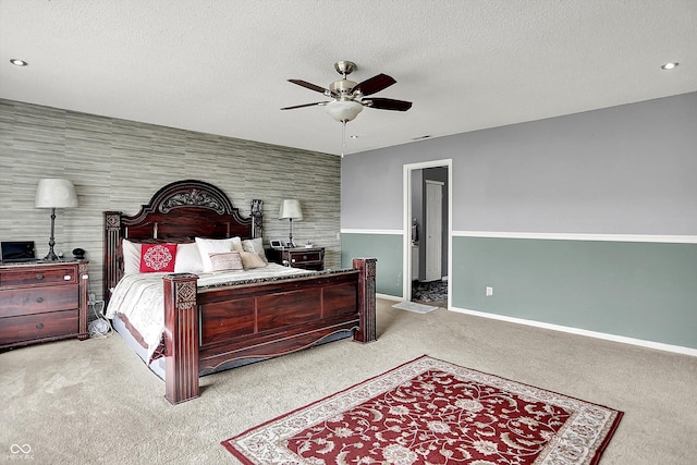 9001 Harrison Run Ct, Indianapolis, IN 46256 - bedroom with carpet floors, baseboards, a textured ceiling, and ceiling fan