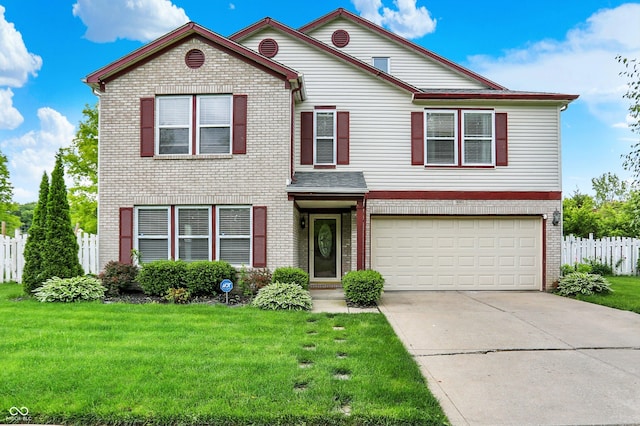 9001 Harrison Run Ct, Indianapolis, IN 46256 - traditional-style home with brick siding, a garage, and driveway