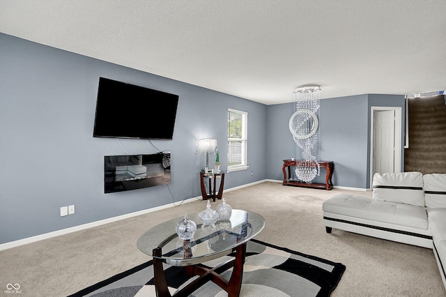 9001 Harrison Run Ct, Indianapolis, IN 46256 - living room with carpet, baseboards, and a textured ceiling