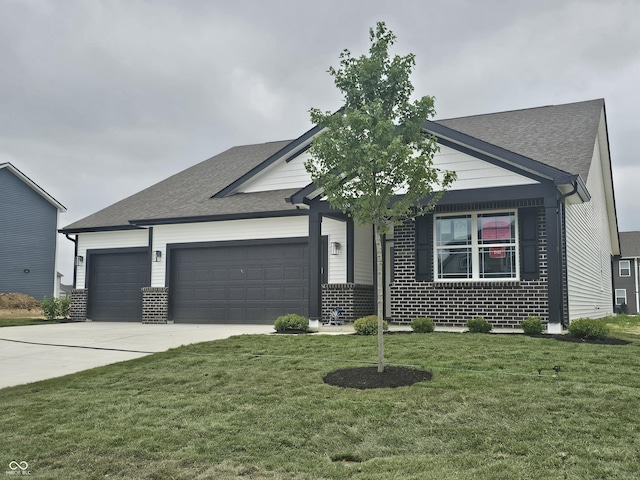 2339 Pine Valley Dr, Plainfield, IN 46168 - view of front of home featuring brick siding, an attached garage, a front lawn, and driveway