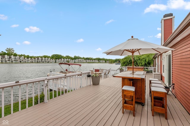 3403 Island Way, Indianapolis, IN 46214 - deck featuring a water view and outdoor dining area