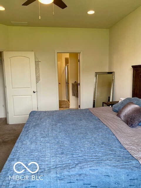1349 Sunset Blvd, Avon, IN 46123 - bedroom featuring carpet floors, recessed lighting, and a ceiling fan