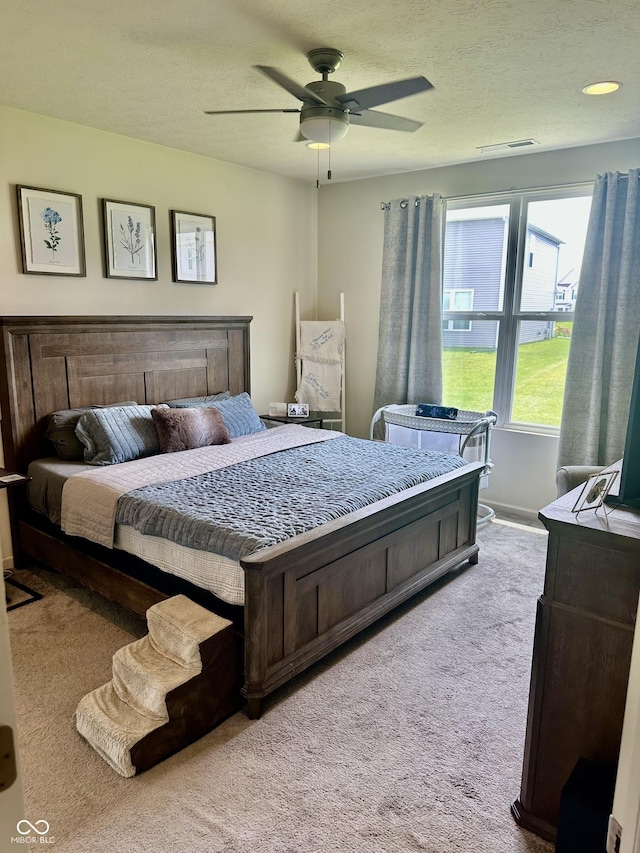 1349 Sunset Blvd, Avon, IN 46123 - bedroom featuring carpet, ceiling fan, and a textured ceiling