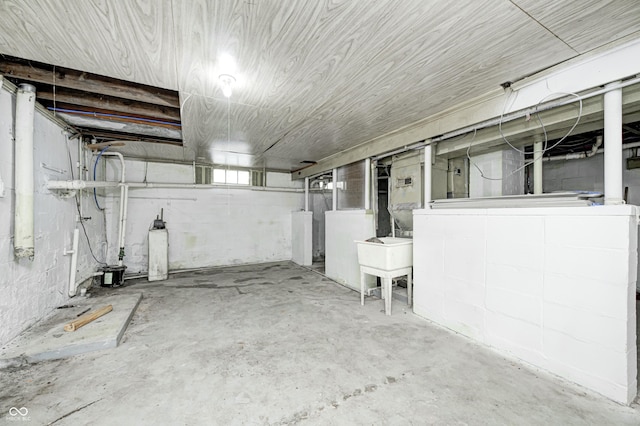 7414 Mendenhall Rd, Camby, IN 46113 - basement with a sink and electric panel