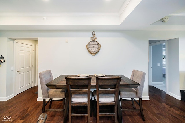 20971 Shoreline Ct Unit 201, Noblesville, IN 46062 - dining room with crown molding, wood finished floors, and a raised ceiling